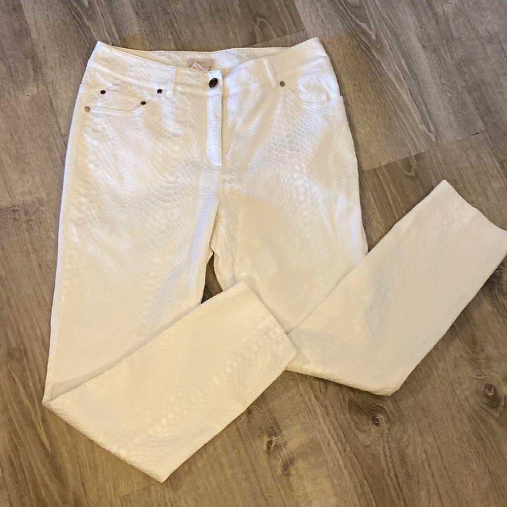 Eric White Lizard Print 5 Pocket Jeans